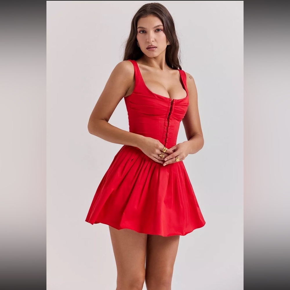 House of CB Red Mini Dress with Corset Bodice Size S